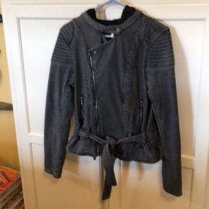 Free People Hooded Jacket In Black/Gray Size Small